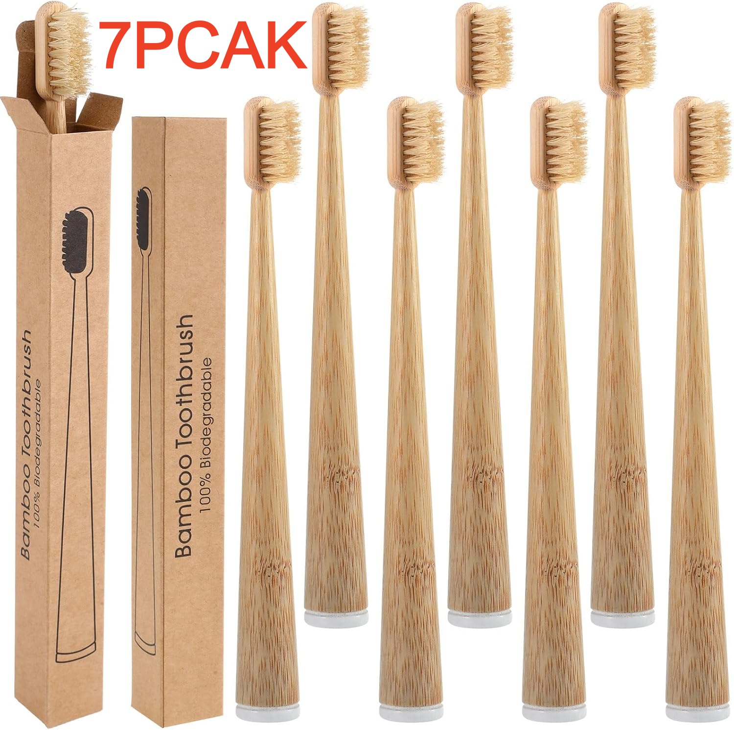 Bamboo Toothbrush Set - Lot de 7 brosses à dents