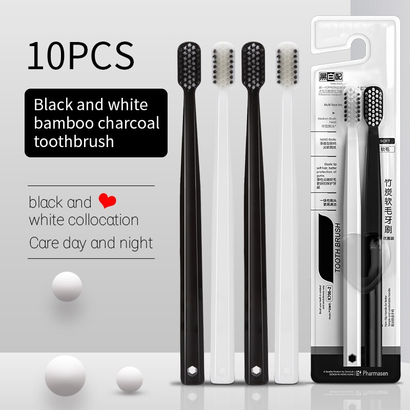 Bamboo Toothbrush Set - 10pcs brosse à dents souple hommes