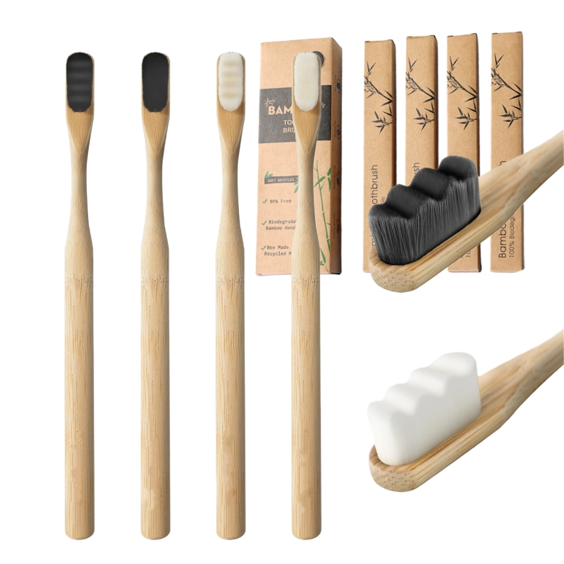 Bamboo Toothbrush Set - 4 pièces de brosses à dents